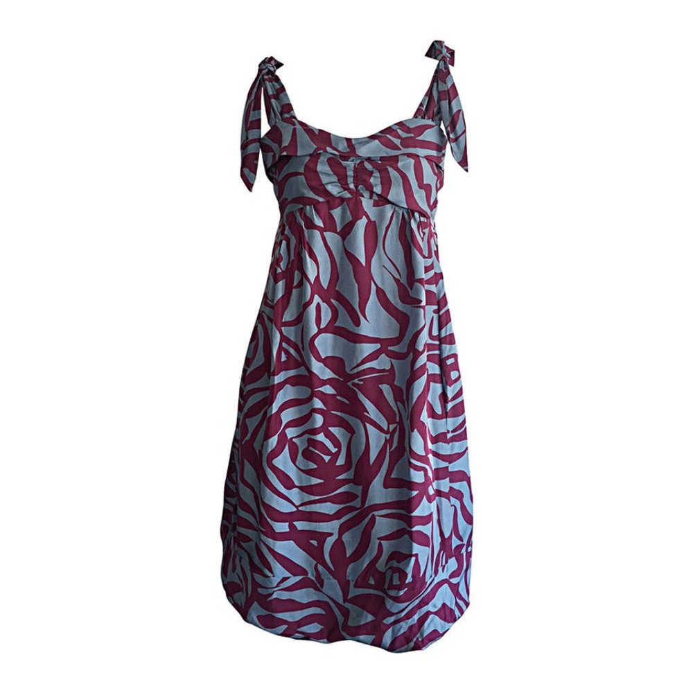 Marc Jacobs Blue Rose Print ''Zebra'' 100% Silk Bubble Babydoll Dress Romantic 6